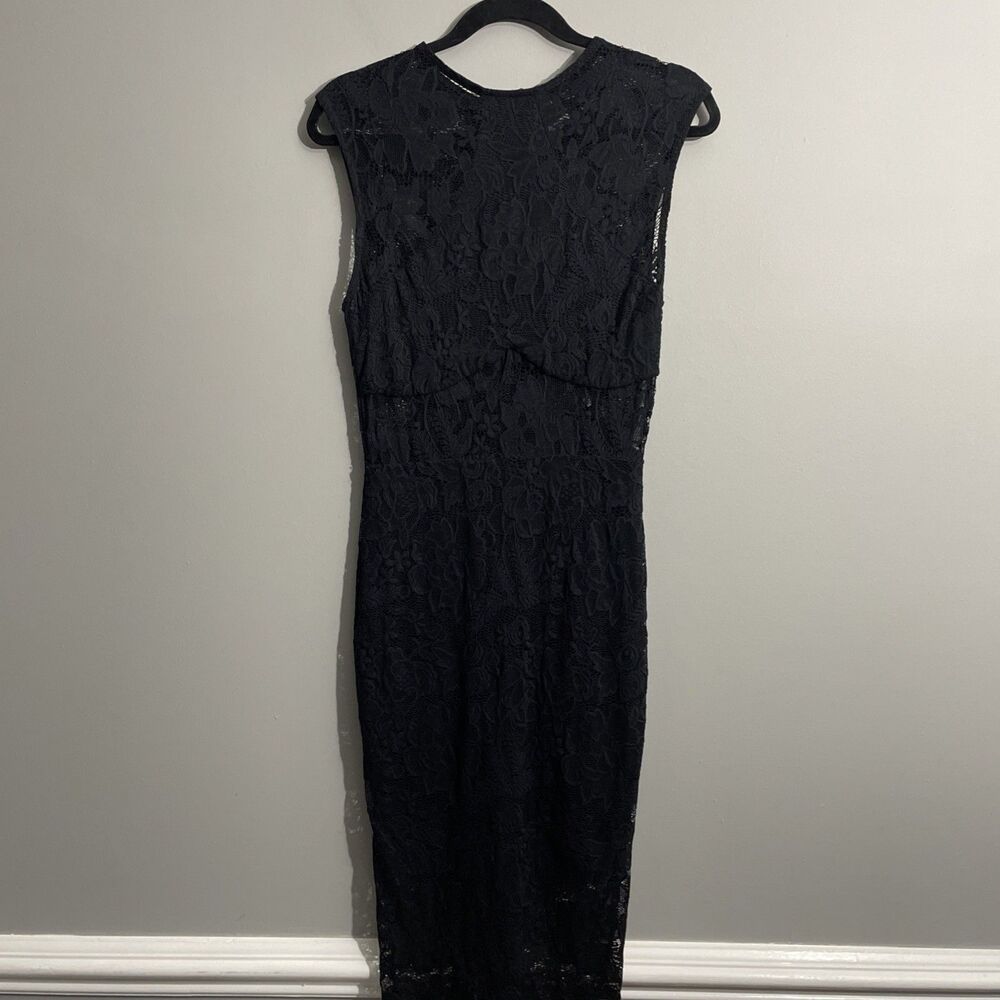 Privy Black Lace Maxi Dress Women's Size M Bodycon Gothic Gown Sexy